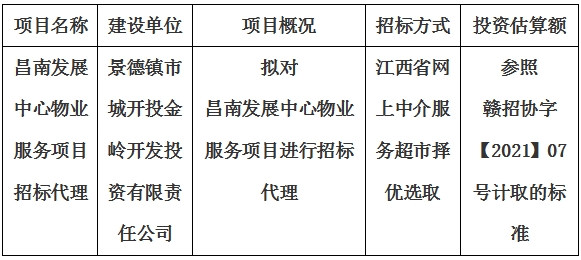 昌南發(fā)展中心物業(yè)服務(wù)項目招標代理計劃公告